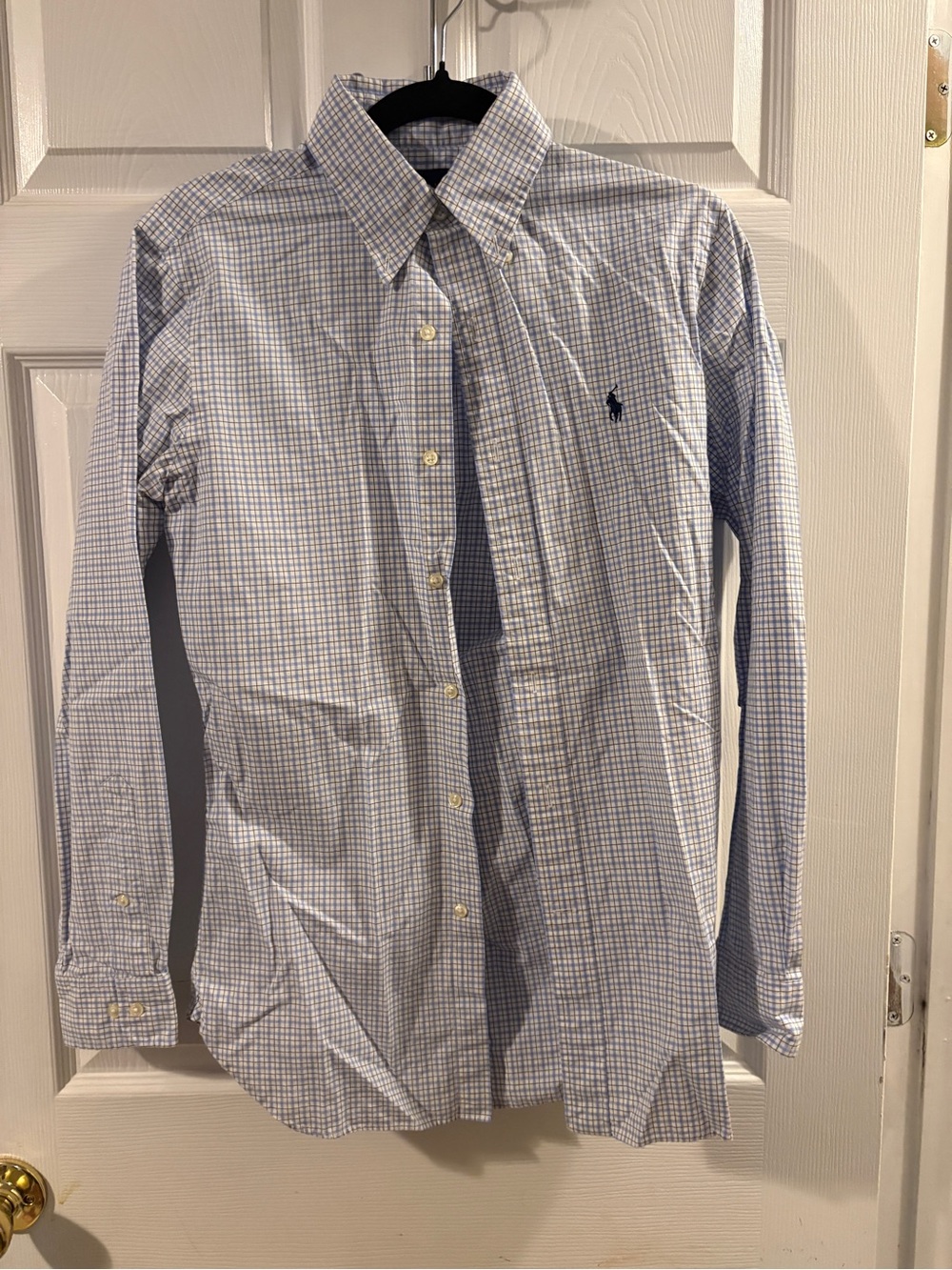 Ralph Lauren Light Blue and White Check Button-Down Shirt